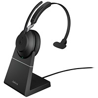 Jabra Evolve2 65 Microsoft Teams Mono Headset USB-A with Charging Stand Black 26599-899-989