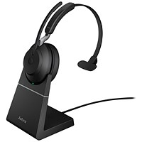 Jabra Evolve2 65 Mono Headset USB-A with Charging Stand Unified Communication Black 26599-889-989989 Jabra Evolve2 65 Mono Headset USB-A with Charging Stand Unified Communication Black 26599-889-989989