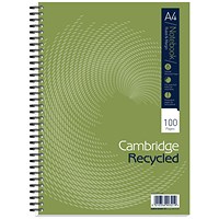 Cambridge EveryDay Recycled Wirebound Notebook, Ruled, A4, 100 Pages, Pack of 5