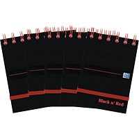Black n' Red Ruled Elasticated Wirebound Notebook 140 Pages A7 (Pack of 5)