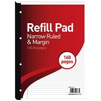 Hamelin 6mm Ruled/Margin Refill Pad A4 80 Sheet (Pack of 5)