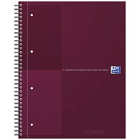 Oxford Hardback Twin Wire Notebook, A4+, Ruled, 160 Pages, Red