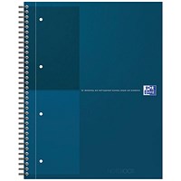 Oxford Hardback Twin Wire Notebook, A4+, Ruled, 160 Pages, Petrol Blue