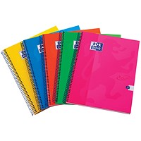 Oxford Touch Wirebound Hardback Notebook A4 Assorted (Pack of 5)