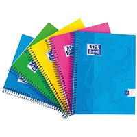 Oxford Touch Wirebound Notebook, A5, Ruled with Margin, 160 Pages, Assorted Colours, Pack of 5