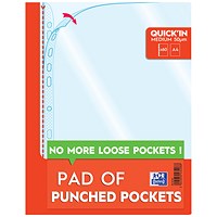 Oxford A4 Punched Pockets Pad, 50 Micron, Top Opening, Pack of 60 Oxford A4 Punched Pockets Pad, 50 Micron, Top Opening, Pack of 60