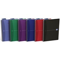 Oxford Office Soft Cover Wirebound Notebook, A4, 180 Pages, Random Colour, Pack of 5