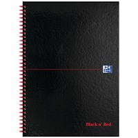 Black n' Red Wirebound Hardback Notebook, A4, 140 Pages, Pack of 2