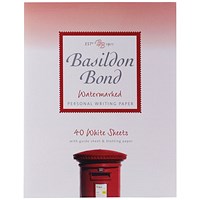 Basildon Bond Watermarked Pad, 229x178mm, 40 Sheets, White, Pack of 10