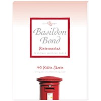 Basildon Bond Watermarked Pad, 178x137mm, Plain, 40 Sheets, White, Pack of 10
