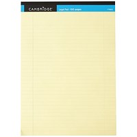 Cambridge Legal Pad, A4, Ruled with Margin, 100 Pages, Yellow, Pack of 10
