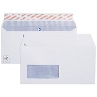 Plus Fabric DL Envelopes with Window, White, Peel and Seal, 120gsm, Pack of 500