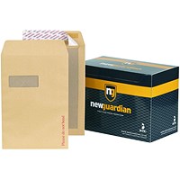 New Guardian C4 Board-backed Envelopes, Window, 130gsm, Peel & Seal, Manilla, Pack of 125