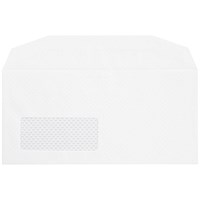 Postmaster DL Wallet Envelopes with Window, 90gsm, Gummed, White, Pack of 500