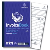 Challenge Carbonless Invoice Duplicate Book, With VAT/Tax, 100 Sets, 210mm x 130mm, Pack of 5