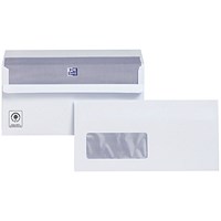 Plus Fabric DL Wallet Envelopes with Window, White, Self Seal, 120gsm, Pack of 500