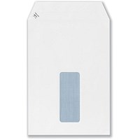 Plus Fabric C5 Pocket Envelopes, Window, Self Seal, 120gsm, White, Pack of 500