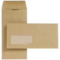 New Guardian DL Pocket Envelopes with Window, Manilla, Press Seal, 80gsm, Pack of 1000