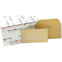 Postmaster DL Envelope with Window, 80gsm, Manilla, (Pack of 500)