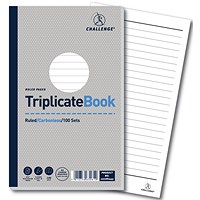 Challenge Carbonless Triplicate Book, Ruled, 100 Sets, 210x130mm, Pack of 5
