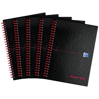 Black n' Red Glossy Black Wirebound Notebook, A6, Ruled & Perforated, 140 Pages, Pack of 5