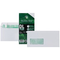 Basildon Bond Recycled DL Envelopes, Window, White, Peel and Seal, 120gsm, Pack of 100