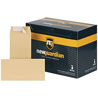 New Guardian Plain DL Pocket Envelopes, Manilla, Peel and Seal, 130gsm, Pack of 500
