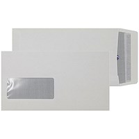 Plus Fabric DL Envelopes with Window, White, Peel and Seal, Pack of 500