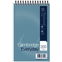 Cambridge Everyday Wirebound Notebook, 200x125mm, Ruled, 300 Pages, Blue, Pack of 5