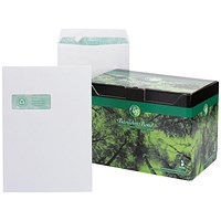 Basildon Bond Recycled C4 Pocket Envelopes, Window, White, Peel & Seal, 120gsm, Pack of 250