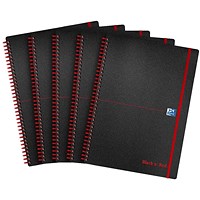 Black n' Red Recycled Wirebound Polypropylene Notebook, A5, Ruled & Perforated, 140 Pages, Pack of 5 Black n' Red Recycled Wirebound Polypropylene Notebook, A5, Ruled & Perforated, 140 Pages, Pack of 5