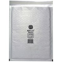 Jiffy Airkraft No.5 Bubble Lined Postal Bags, 260x345mm, Peel & Seal, White, Pack of 50