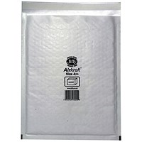 Jiffy Airkraft No.4 Bubble Lined Postal Bags, 240x320mm Peel & Seal, White, Pack of 100