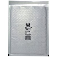 Jiffy Airkraft No.5 Bubble Lined Postal Bags, 260x345mm Peel & Seal, White, Pack of 100