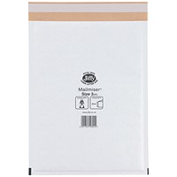 Jiffy Mailmiser No.3 Bubble-lined Protective Envelopes, 220x320mm, White, Pack of 50