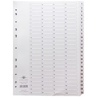 Concord Reinforced Board Index Dividers, 1-200, Clear Tabs, A4, White