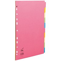 Concord Subject Dividers, Extra Wide, 10-Part, Blank Multicolour Tabs, A4, Multicolour, Pack of 20