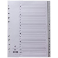 Concord Plastic Index Dividers, A-Z, Grey Tabs, A4, White
