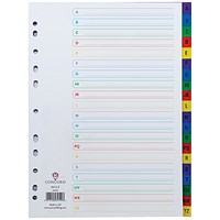 Concord Plastic Index Dividers, A-Z, Multicolour Tabs, A4, White