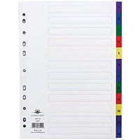 Concord Plastic Index Dividers, 1-12, Multicolour Tabs, A4, White