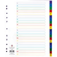 Concord Plastic Index Dividers, Extra Wide, A-Z, Multicolour Tabs, A4, White