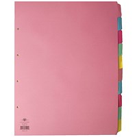 Concord Subject Dividers, 10-Part, Blank Multicolour Tabs, A3, Multicolour