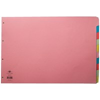 Concord Subject Dividers, 10-Part, Blank Multicolour Tabs, A3, Multicolour