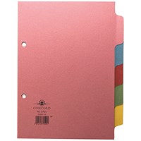 Concord Subject Dividers, 5-Part, Blank Multicolour Tabs, A5, Multicolour