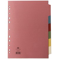 Concord Subject Dividers, 6-Part, Blank Multicolour Tabs, A4, Multicolour