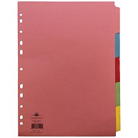 Concord Subject Dividers, 5-Part, Blank Multicolour Tabs, A4, Multicolour