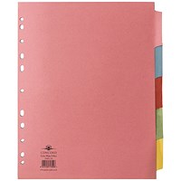 Concord Subject Dividers, Extra Wide, 5-Part, Blank Multicolour Tabs, A4, Multicolour