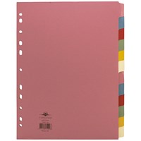 Concord Subject Dividers, 12-Part, Blank Multicolour Tabs, A4, Multicolour