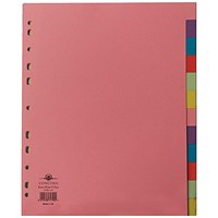 Concord Subject Dividers, Extra Wide, 12-Part, Blank Multicolour Tabs, A4, Multicolour