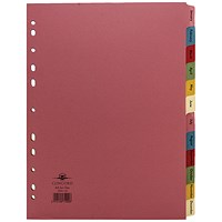 Concord Index Dividers, Jan-Dec, Multicolour Tabs, A4, Multicolour, Pack of 10